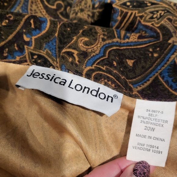 Jessica London Brown Paisley Print Shacket Jacket Shirt Size 20W - Picture 4 of 4